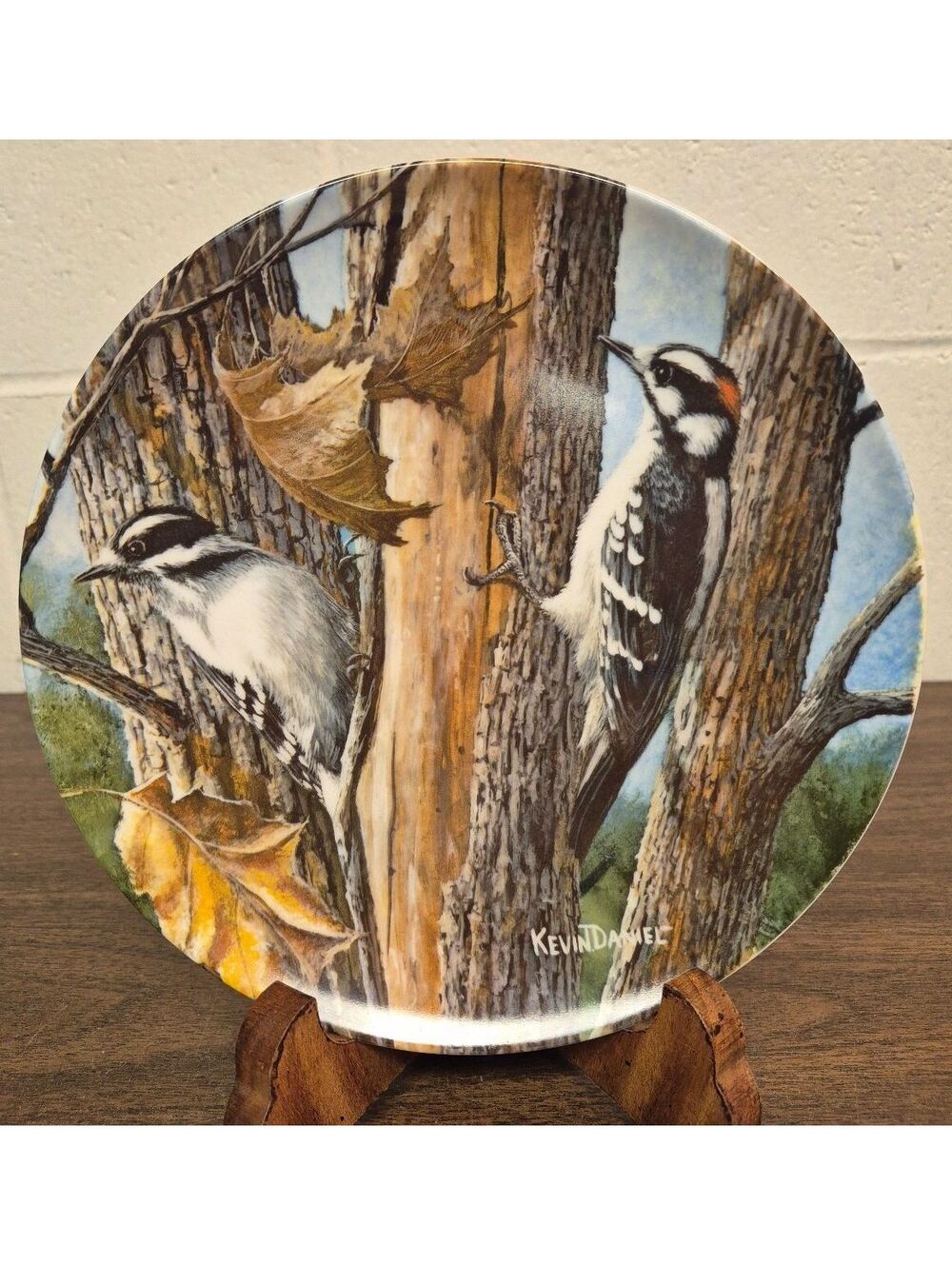 1987 Limited Edition 'The Downy Woodpecker' Collector's Plate by Kevin Daniel
